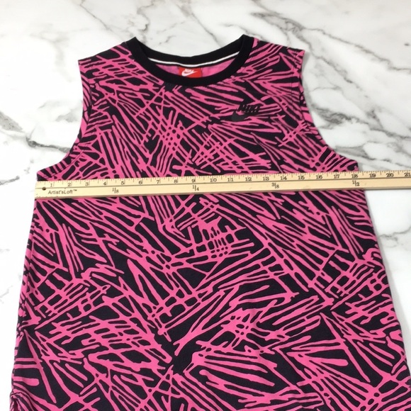 Nike Black Pink Patterned Two Toned Streak Muscle Tank Top Womens Small - Picture 10 of 11